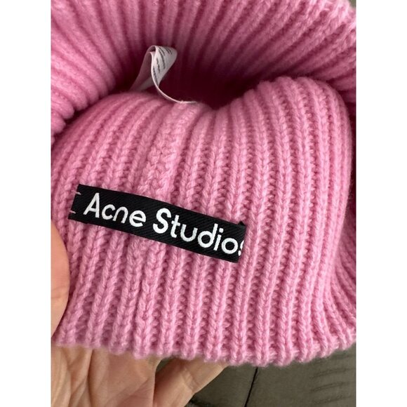 Acne Studios Large face logo beanie Bubble Pink - Picture 3 of 3